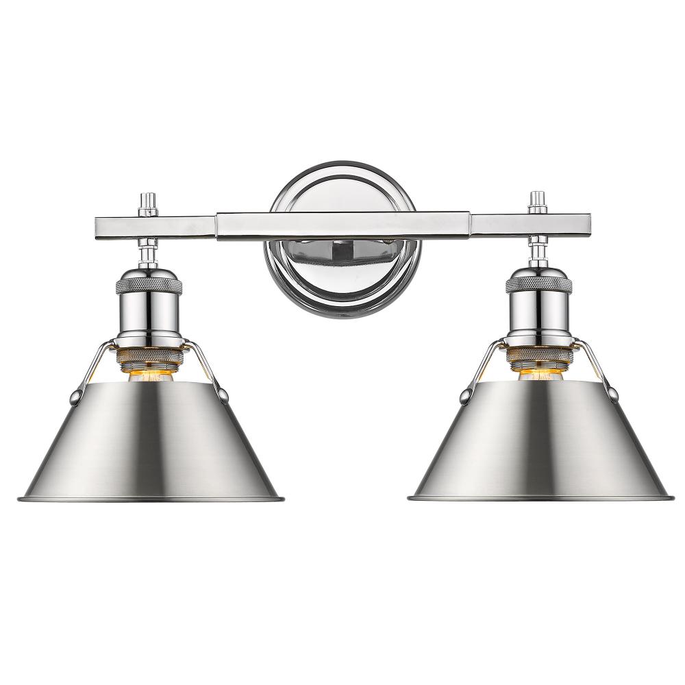 Orwell 2-Light Vanity Light in Chrome with Pewter