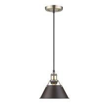 Golden 3306-S AB-RBZ - Orwell 7.5" Wide Small Pendant in Aged Brass with Rubbed Bronze