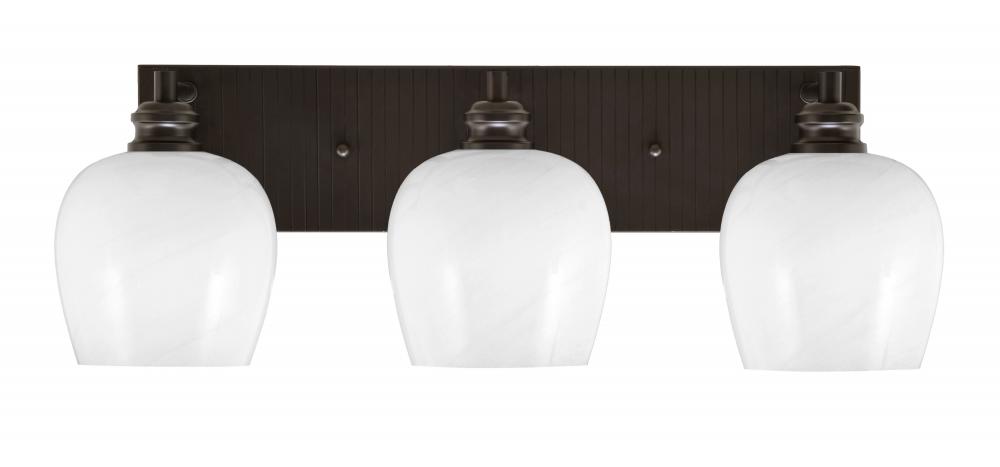 Edge 3 Light Bath Bar, Espresso Finish, 6" White Marble Glass