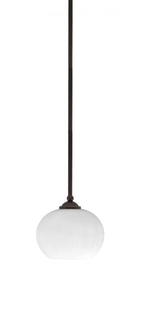 Zilo Stem Hung Mini Pendant, Dark Granite Finish, 7" White Muslin Glass