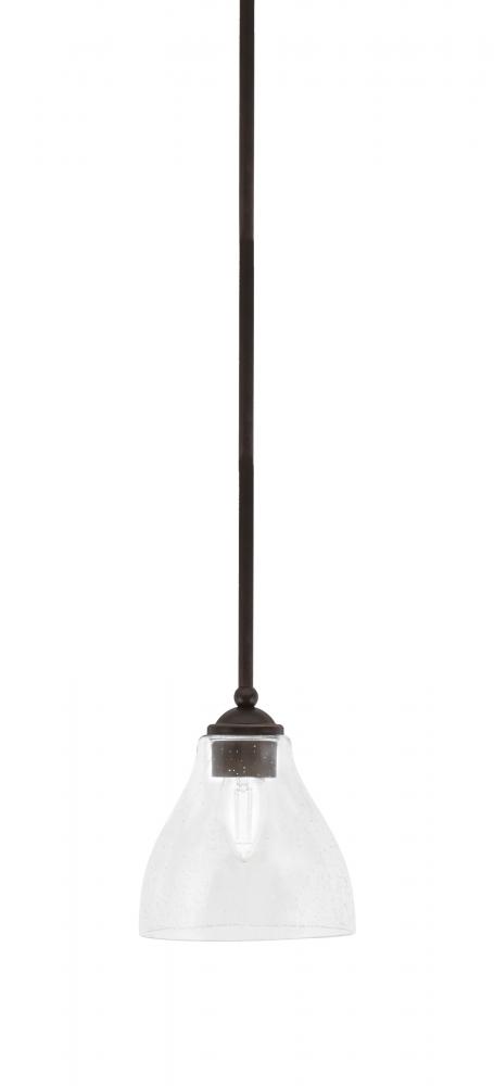 Zilo Stem Hung Mini Pendant, Dark Granite Finish, 6.25" Clear Bubble Glass