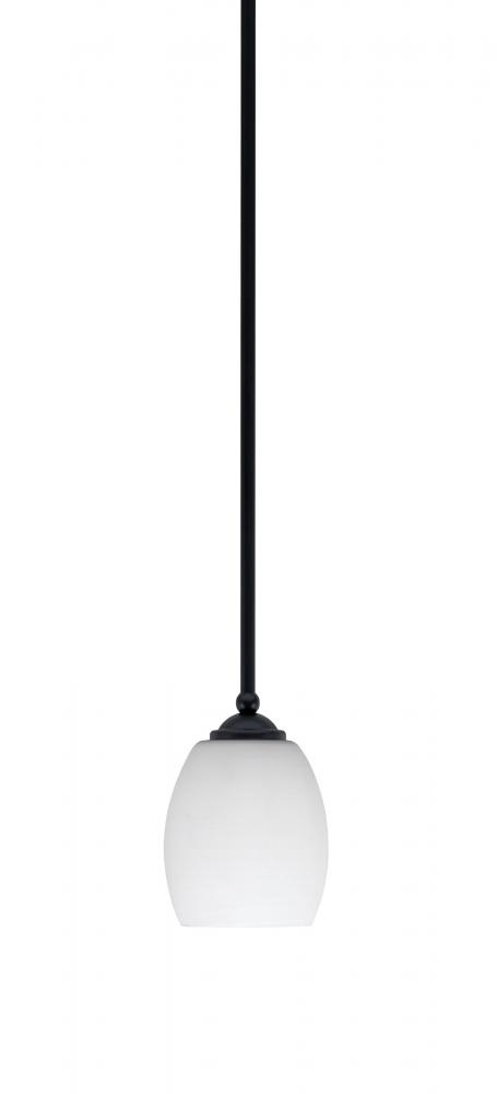 Zilo Stem Mini Pendant, Matte Black Finish, 5" White Linen Glass