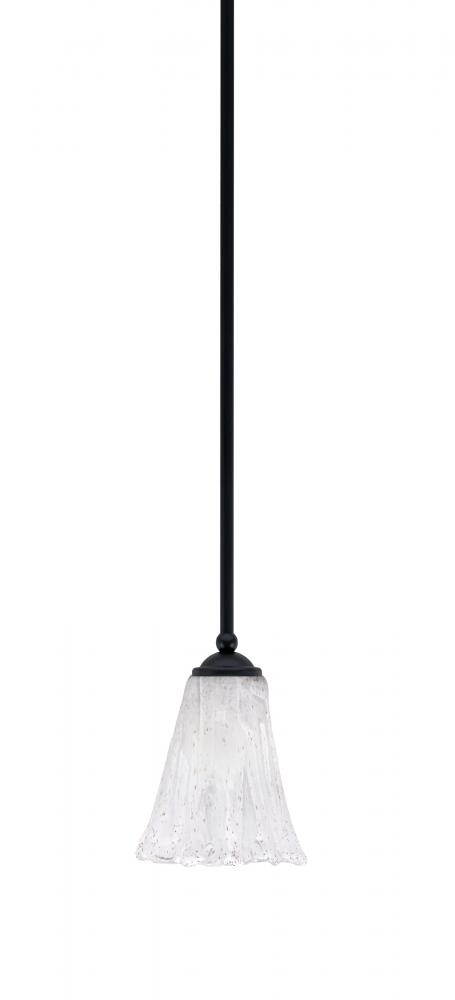 Zilo Stem Mini Pendant, Matte Black Finish, 5.5" Fluted Italian Ice Glass