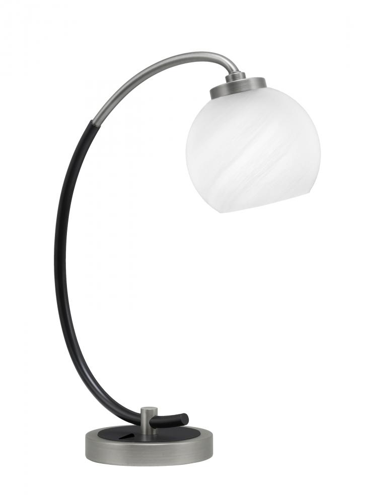 Desk Lamp, Graphite & Matte Black Finish, 5.75" White Marble Glass