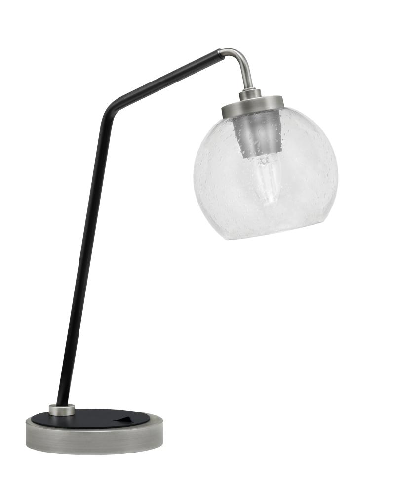 Desk Lamp, Graphite & Matte Black Finish, 5.75" Clear Bubble Glass