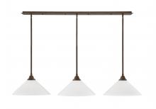 Toltec Company 48-BRZ-2161 - 3 Light Stem Hung Linear Pendalier, Bronze Finish, 16" White Marble Glass