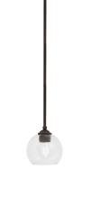 Toltec Company 560-DG-4100 - Zilo Stem Hung Mini Pendant, Dark Granite Finish, 5.75" Clear Bubble Glass