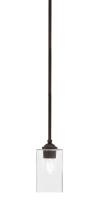 Toltec Company 560-DG-530 - Zilo Stem Hung Mini Pendant, Dark Granite Finish, 4" Square Clear Bubble Glass