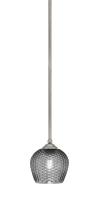 Toltec Company 560-GP-4602 - Zilo Stem Mini Pendant, Graphite Finish, 6.5" Smoke Textured Glass