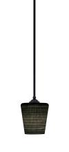 Toltec Company 560-MB-4039 - Zilo Stem Mini Pendant, Matte Black Finish, 6" Black Matrix Glass