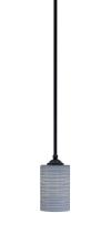 Toltec Company 560-MB-4062 - Zilo Stem Mini Pendant, Matte Black Finish, 4" Gray Matrix Glass