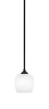 Toltec Company 560-MB-4811 - Zilo Stem Mini Pendant, Matte Black Finish, 6" White Marble Glass