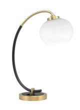 Toltec Company 57-MBNAB-212 - Desk Lamp, Matte Black & New Age Brass Finish, 7" White Muslin Glass