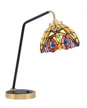 Toltec Company 59-MBNAB-9445 - Desk Lamp, Matte Black & New Age Brass Finish, 7" Lynx Art Glass