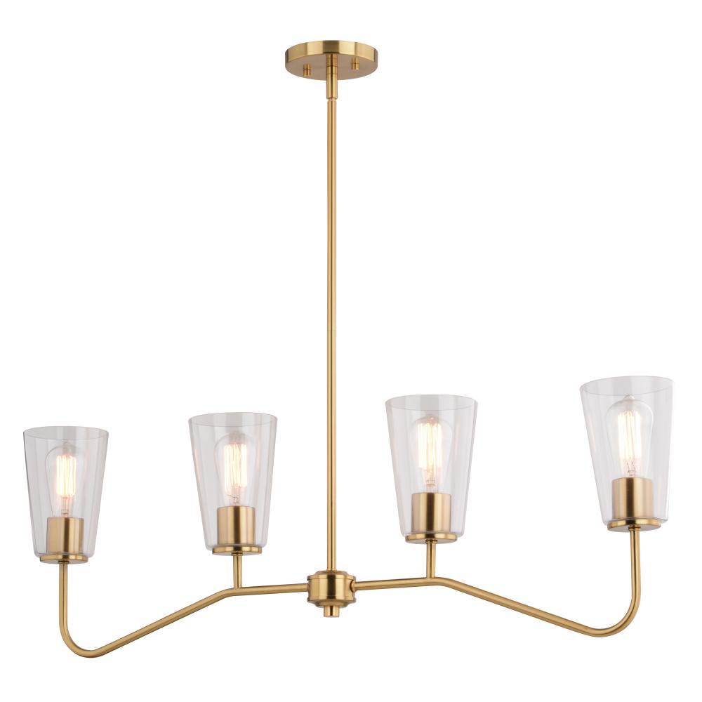 Beverly 36-in 4 Light Linear Chandelier Muted Brass