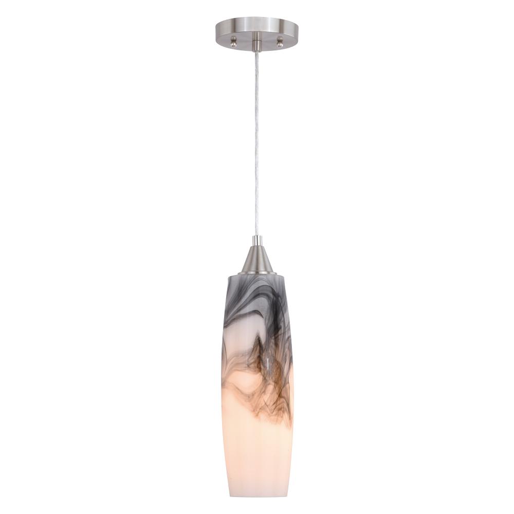 Milano 4.25 in. W Mini Pendant Satin Nickel London Fog Glass