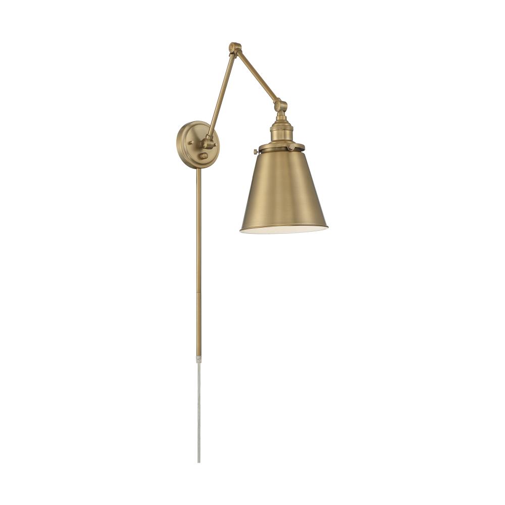 Bayard Swing Arm Lamp; Burnished Brass with Switch