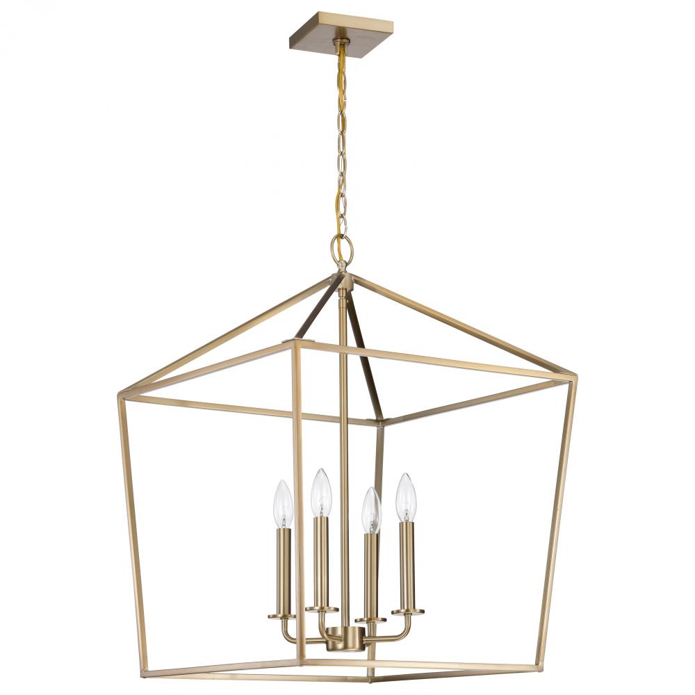 Emma 4 Light Large Pendant; Burnished Brass Finish