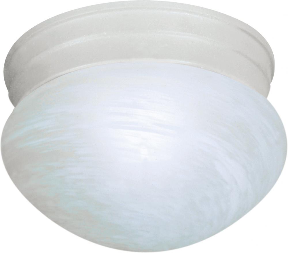 1 Light - 8" Flush with Alabaster Glass - Textured White Finish