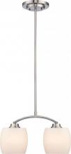 Nuvo 60/4194 - Helium - 2 Light Mini Pendant with Satin White Glass - Brushed Nickel Finish