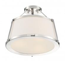 Nuvo 60/6996 - Cutty - 3 Light Semi-Flush with Fabric Shade - Polished Nickel Finish