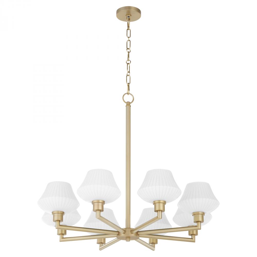 Cassini 8 Light Chandelier, Aged Brass